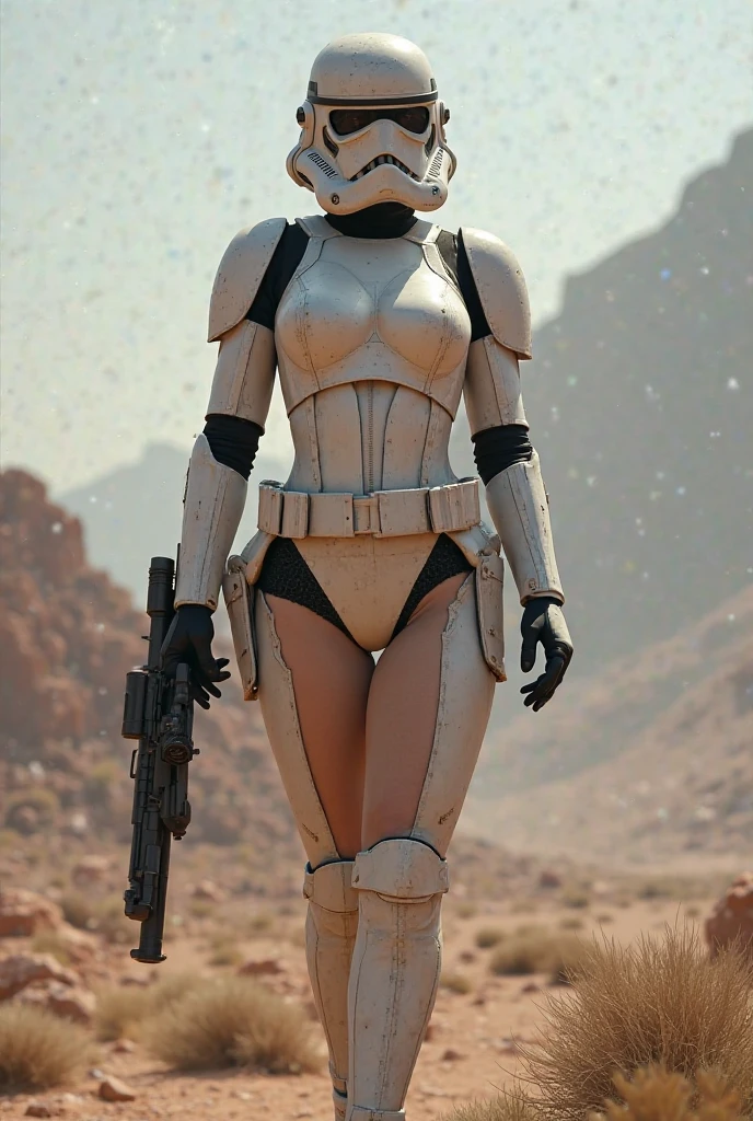 score_9, score_8_up, score_7_up, score_6_up, score_5_up, score_4_up, realistic style, photo, photorealistic, high detail, from behind , round ass, beautiful girl in sexy imperial stormtrooper costume, athletic build, strong arms, strong legs, posing in desert, looking at viewer, sunlight through hair, depth of field, bokeh, tag1, tag2