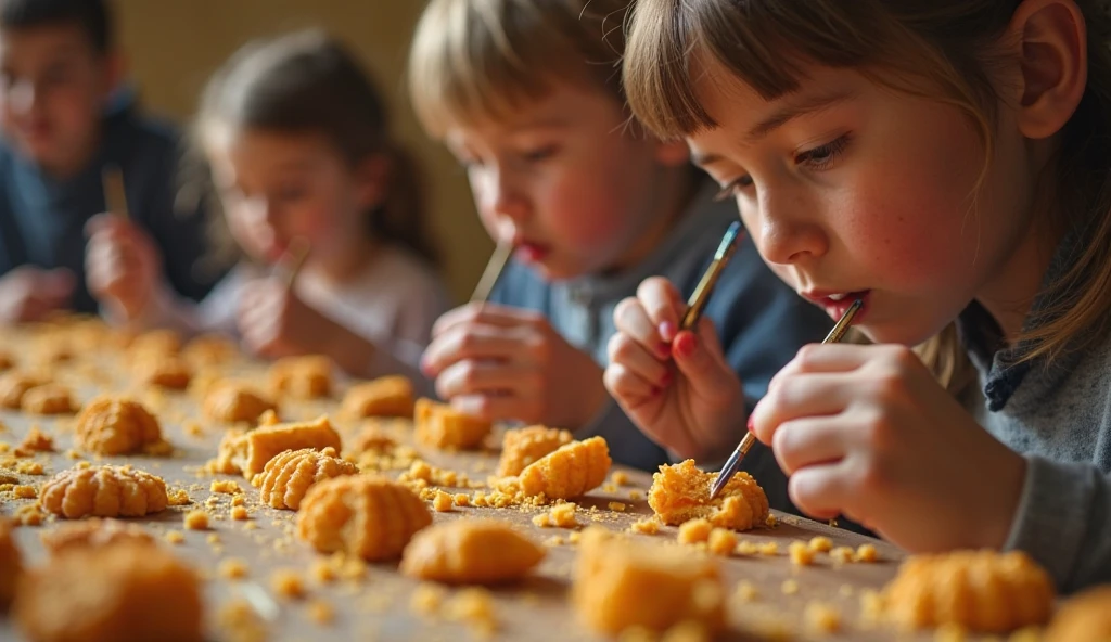 Make an image where in the background you can see corozoz and corozos pens and where children appear eating the pen and on one side place the price of 700$