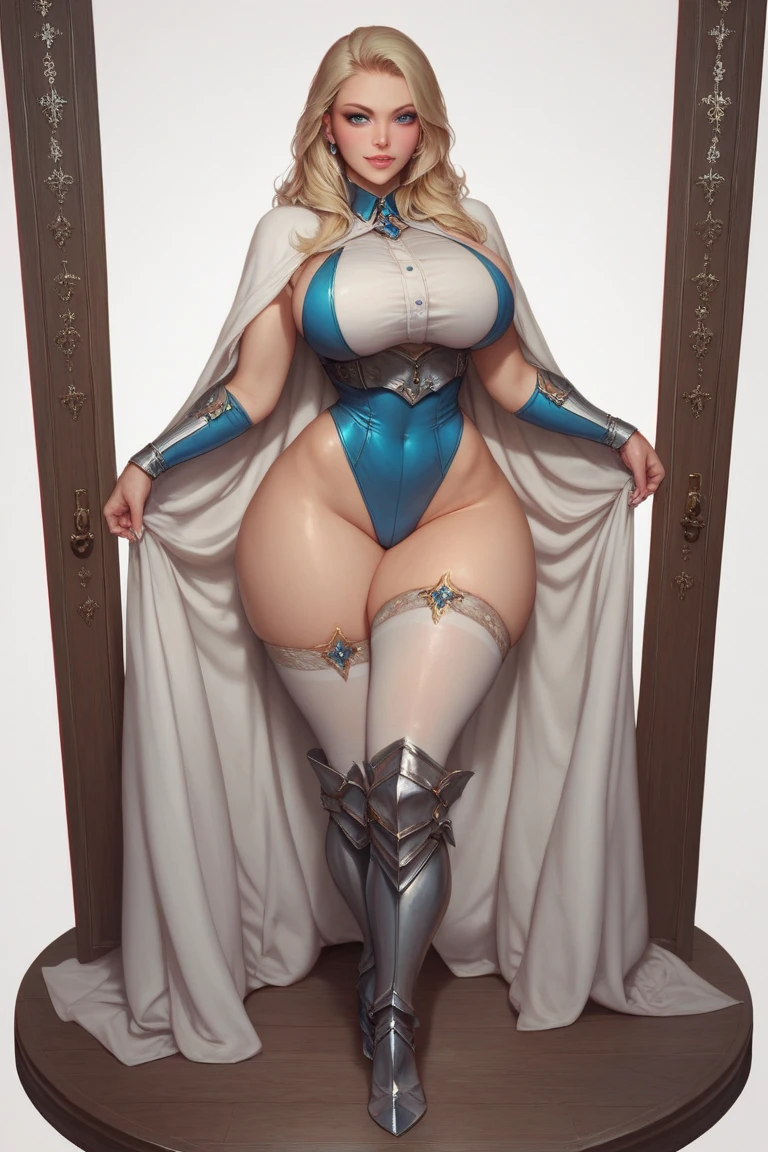 ((masterpiece, very detailed image, best high quality high definition, HD),(solo character, back view))
{{(1character: beautiful 40 years old golden-haired milf:(fair skin, light blue eyes, wavy yellow hair, absolute beauty, aristocrat, wealthy powerful woman, serious face, big breasts, voluptuous figure, huge butt),(headbang with two blue flowers, silver necklace, blue one-piece leotard with rich golden details, golden boots),(standing confident and sexy, with arrogant demeanor),(wealthy rich living room, white walls, grey floor))}}