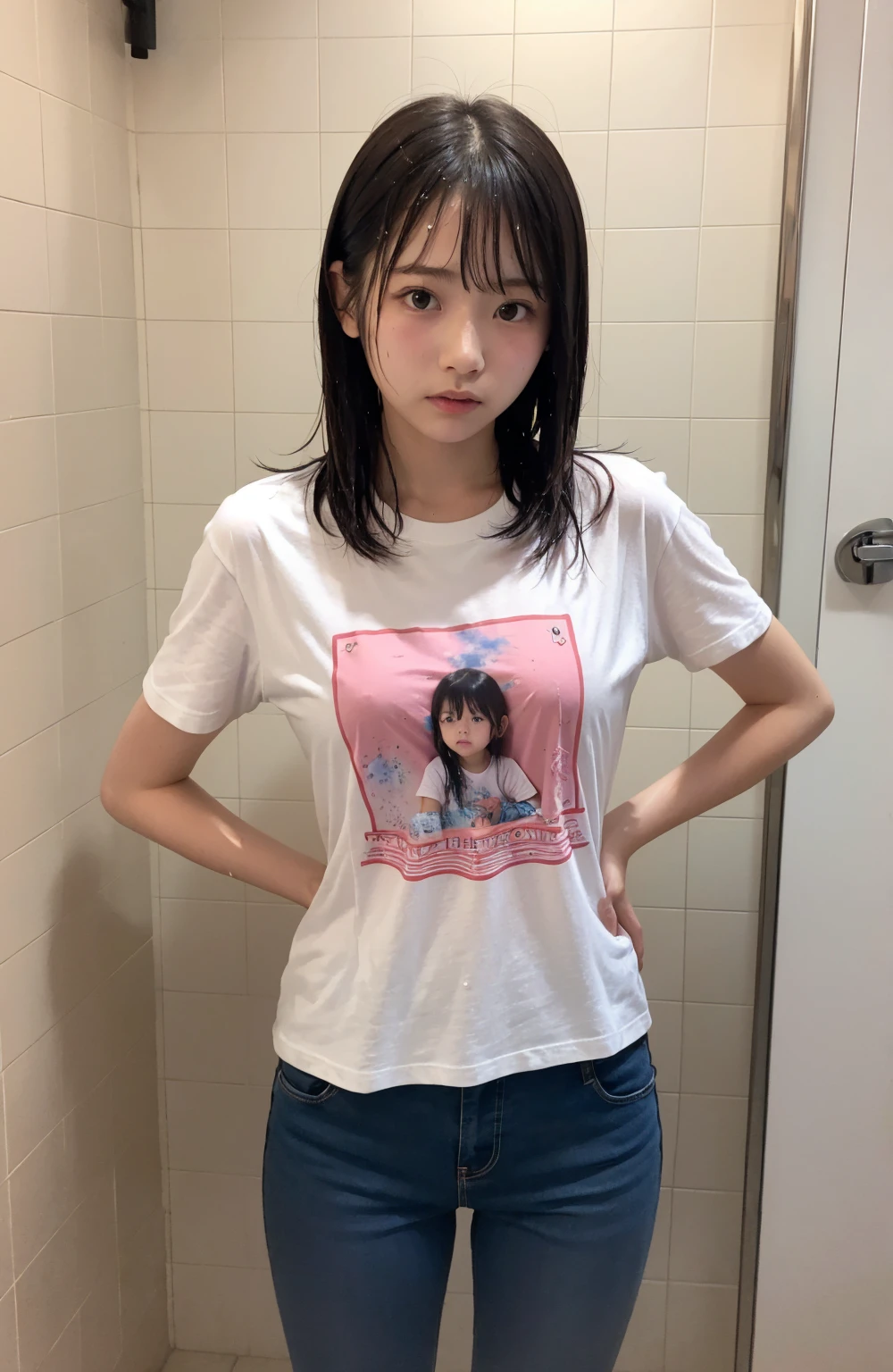 One Woman, alone, alone Focus, Cowboy Shot, Portraiture,, Beaver,((Black Hair)), Braiding, Very fine eye, work, White gym clothes、((Bloomers))、 (Small TI quality, Very detailed,Bedroom、Lying in bed