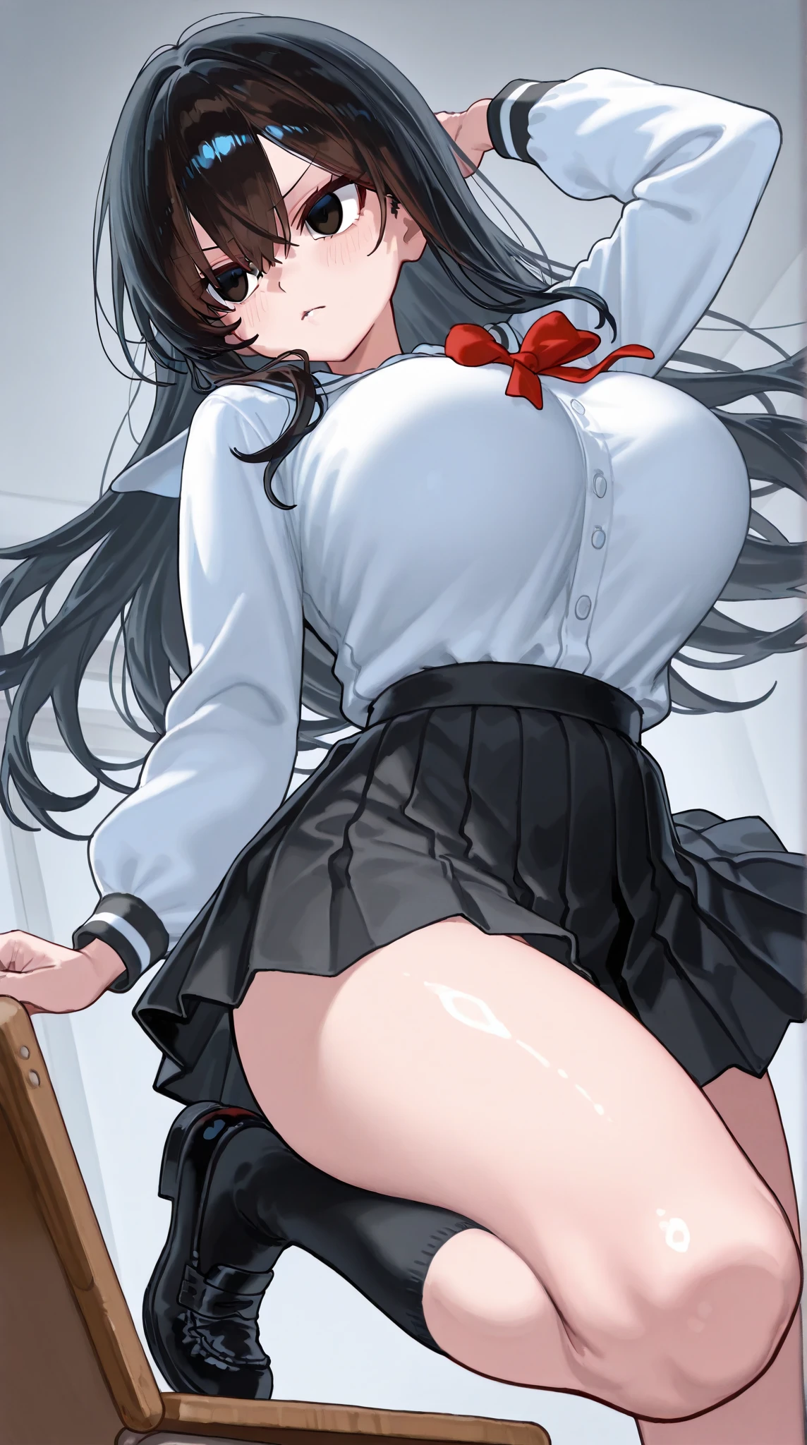 Anime girl lifts up her skirt
