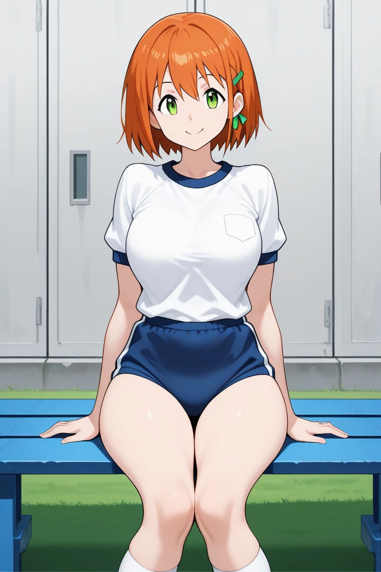 1girl , (yotsuha nakano, Yotsuha Nakano), (bangs, blue eyes, Orange Hair,Green ribbon on the head),happy smile, smile, Open your mouth,((nsfw,full,White gym uniform short sleeve, Navy Blue Bloomers Tight)),Real Summer,Daytime,sunny,My hair is blowing in the wind,whole bodyがイラストに入るように,Slender body,
break indoors, Breaking on a fluffy bed, looking at viewer, whole body,(Are standing,Angle from below,nsfw)
break (masterpiece:1.2), highest quality, High resolution, unity 8k wallpaper, (shape:0.8), (Beautiful details:1.6), Highly detailed face, Perfect lighting, Extremely detailed CG, (Perfect hands, Perfect Anatomy), 