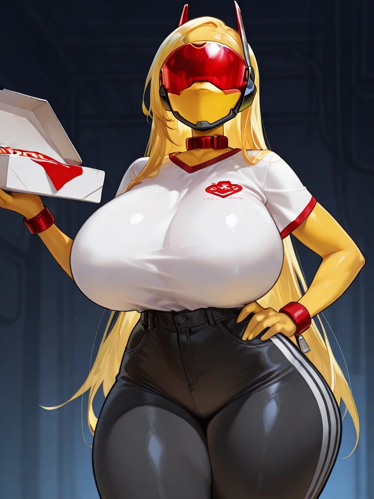 masterpiece, best quality, absurdres, <lora:henriette-fe-richy-v1:1> henriette, (large breasts:1.6), looking at viewer, green eyes, <lora:McDonaldsUniform:0.8>, mcdonaldsuniform