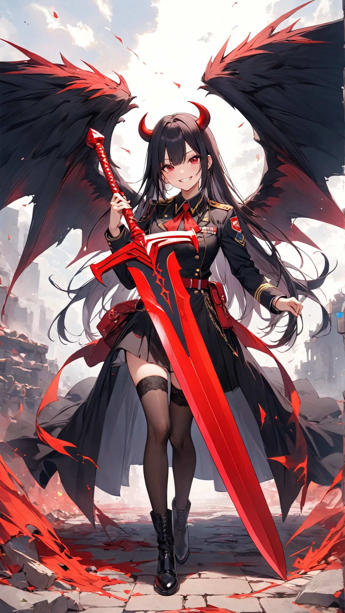 Art Station, White Background, Standing in the Wilderness,whole body、Equipped with Crow Gauntlets、Long Black Hair、triumphant smile、Small breasts、, As if smoke and shadows were given shape, Wings made from giant crows, Dancing crow feathers, Many glowing red eyes, Shadow Claw, Supernatural Lightning and Fire, ((black sun)), 8K high resolution, トレンドArt Station, whole body,Black Feather Dress、A whirlpool of countless red-eyed crows、
Atomic bomb, Or a nuclear bomb, It is an explosive weapon with great destructive power., A large amount of energy is released、. The bomb works through the nuclear process of atomic fission.。, A large amount of energy can be released from a small amount of matter.. Aegis Ore Shield Black Opal Aberration Flail Weapon resting, A creation of nightmares ready for action. This mangrove weapon is a grotesque monster., Has twisting tentacles that form an extension of the weapon. Each tentacle ends in an eyelid bearing sharp teeth and fangs.。, jutting out like a deadly blade. The body of the weapon、It is adorned with stitched-together human arms and a mad eye filled with slithering, snake-like tentacles.。. Even though I'm in chains, The anomalous grenade weapon has a look of insanity and extreme madness., As if they were a living extension of the chaos that inhabited the dungeon.. Your eyes shine with a disturbing intensity. The surroundings are ominous, Damp stone walls and oppressive silence. Anomalous Mangual Weapons are Cursed Relics, Defying all notions of sanity、A weapon capable of causing destruction at any time.