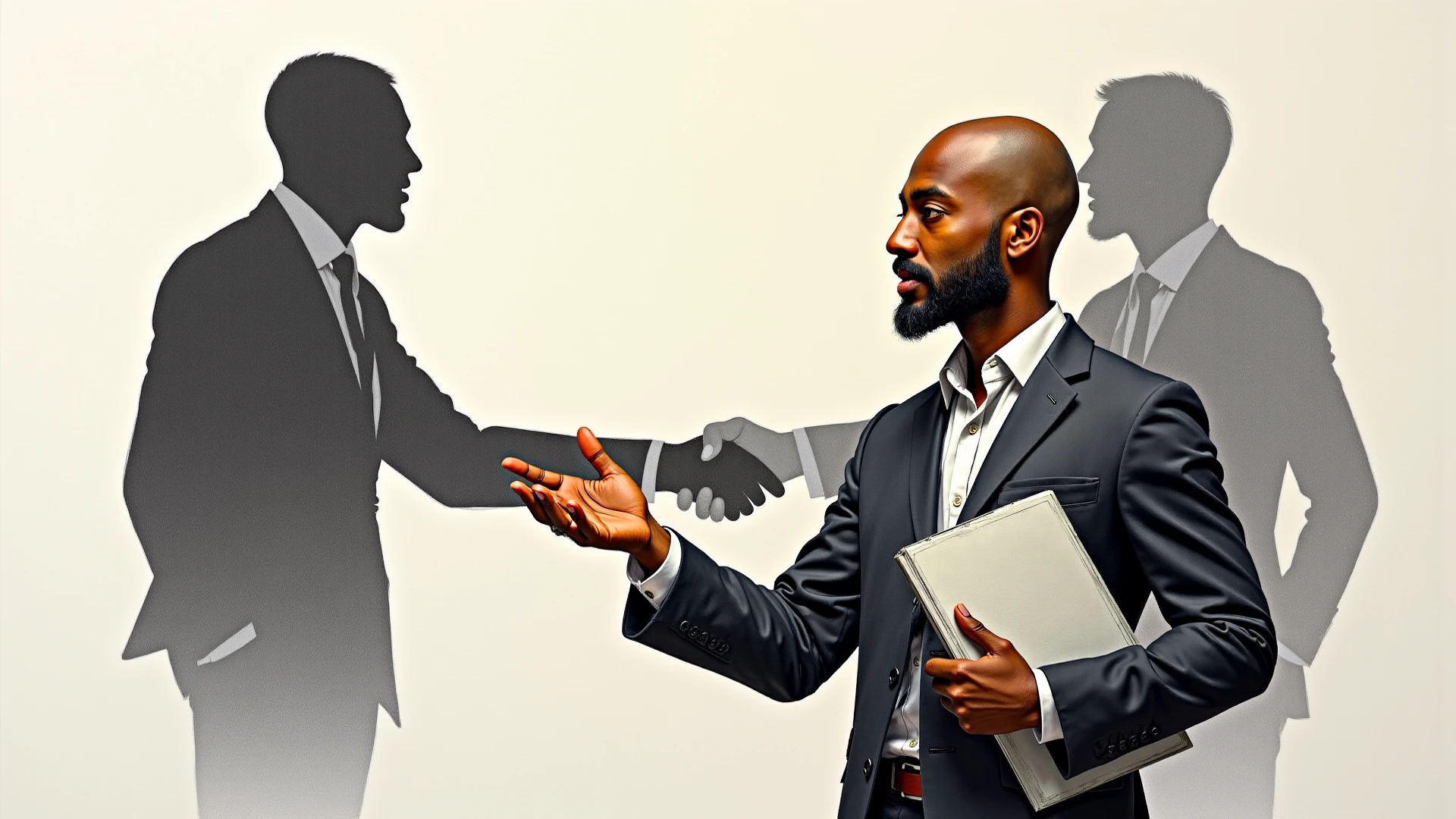 Oil Painting of Two business man that shake their hands
