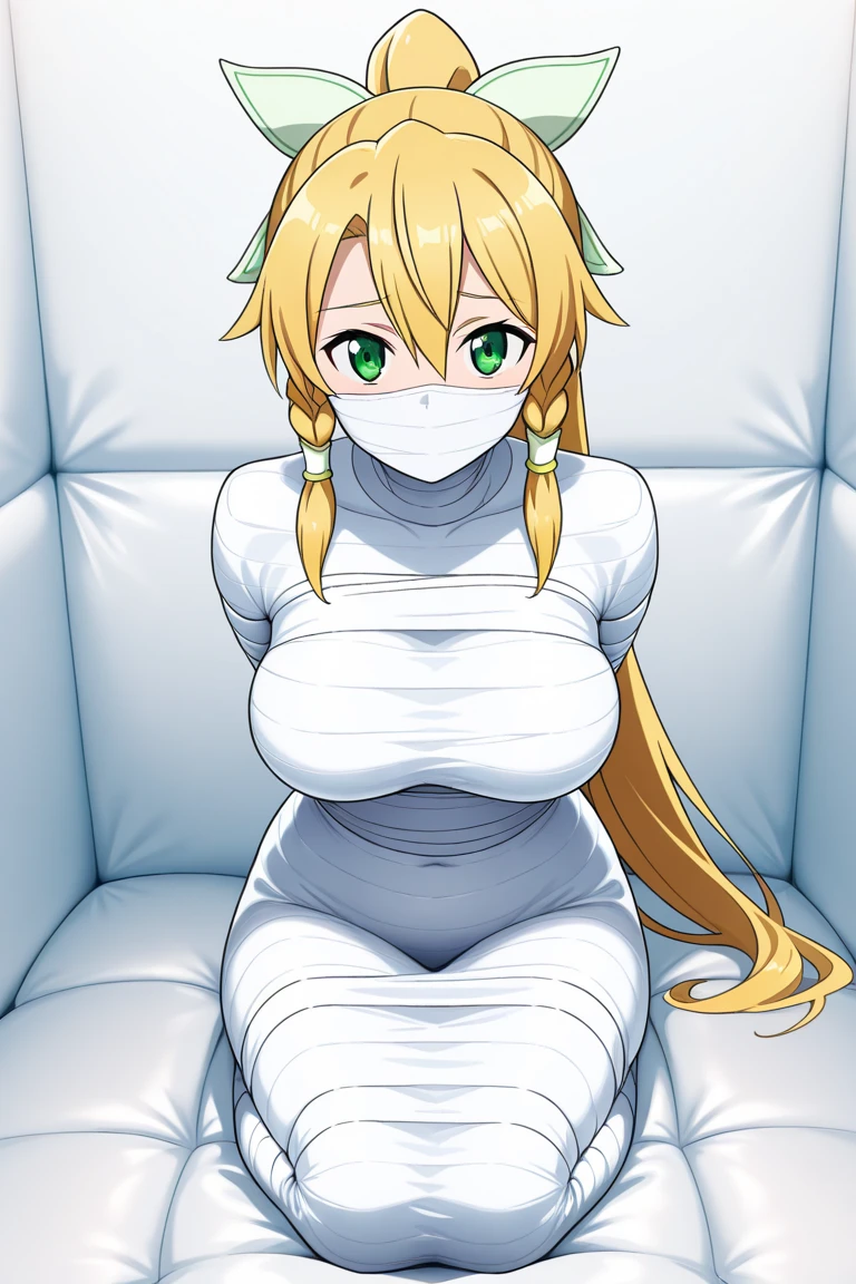 masterpiece, best quality, 1girl, solo, looking at viewer, enome, length hair, floating hair, blonde hair, large breasts , breasts out, (arms behind back:1.4), hanging,spiders in the web,long spider, desperate,struggle, entangled, embarassed face, despair,cocoon, blushing face, gag, silk gagged