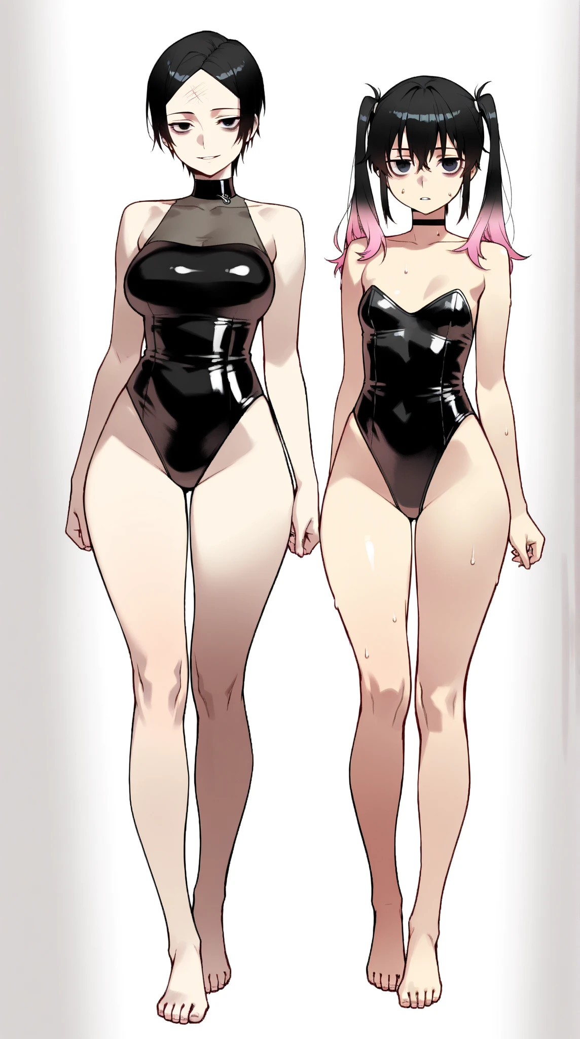 1 girl, medium, (((big ass))), {{{wearing short bikini}}}, (Dark green hair), (((green eyes))), ((((bob hair cut)))), (in the city at night walking down the street and people looking at her), scenery very detailed, (slender), (thin waist), (butt only), large and well-toned ass, (slim and muscular leguscular belly, wearing a high heel shoe, (((full body photo))) , (Standing), perfect body, perfect legs and well detailed, perfect eyes with reflection in the eyes, sweaty body, perfect and ultra detailed hands, perfect and ultra detailed fingers, perfect nails and painted black, shiny hair, twintails , glowing eyes, eye flare, (cute smile), anime, anime style, ray tracing, glare, drop shadow, panorama, Sony FE, 8K, high definition, artwork, accurate, anatomically correct, super detail, best quality , high resolution, high definition, 16K, hdr