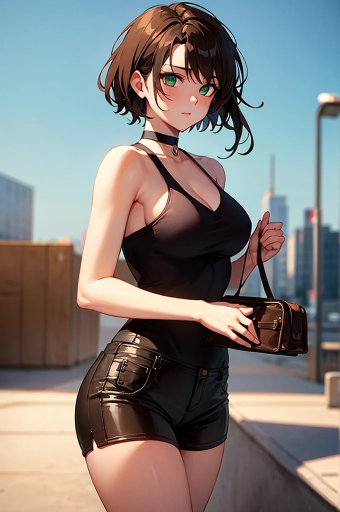 ((best quality)), ((masterpiece)), (detailed), hot girl, big , short dress, black short hair
