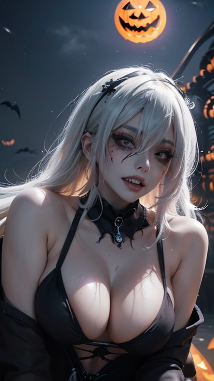 (UHD, retina, masterpiece, accurate, anatomically correct, textured skin, super detail, high details, high quality, best quality, high res, 1080P, HD, 4K, 8k, 16k), (beautiful detailed eyes, beautiful detailed lips, extremely detailed eyes and face), soft lighting, physically-based rendering, vivid colors, (large breasts:1.5), (portrait, shiny hair, shiny skin), eye reflection, (bokeh, moonlight:1.5), (black coat, wear the hood on your head, tanned skin:1.5), silver hair,