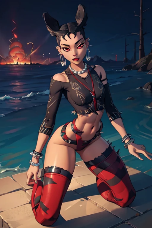 samira \(league of legends\), 1girl, bikini, underwear, league of legends, at the beach, sand, sea, ocean, sexy, hot, anatomy, loish, artstation, 4k