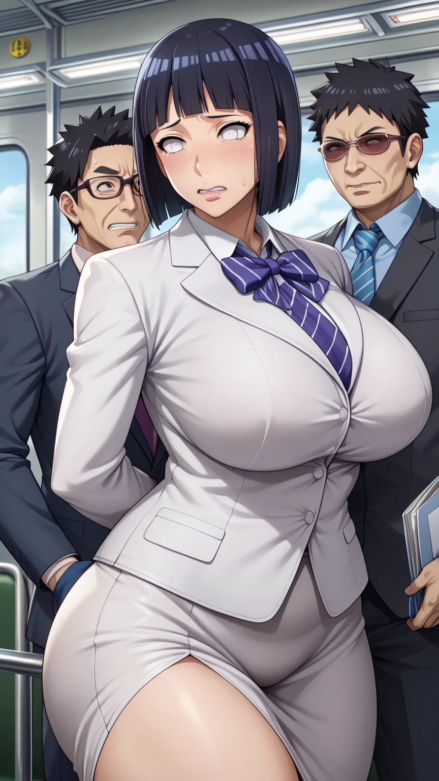 (masterpiece), best quality, purple, expressive eyes, , purple perfect face, gym, workout, hot, sweating, sweaty, tan, big , tan skin, flustered, white, pwhite clothes, blush, purple clothes, see thru, yoga pants, black hair, backview , curvy woman , black hair, ,, white pants , multiple man, surrounded by men, men checking out women at gym, surrounded by multiple men at gym, ponytail, white, white clothes, white pants, curvy woman, multiple men, curvy, massive breasts, massive ass, curvy milf, purple , one women surrounded by men, horny men, groping , grab, groping, breast grab , groping, molesting , ass grab, scared, panic, sweating, embarrassing, embarrassed. Panic, eyes wide open, boob groping, breast groping , nsfw, groping , white clothes