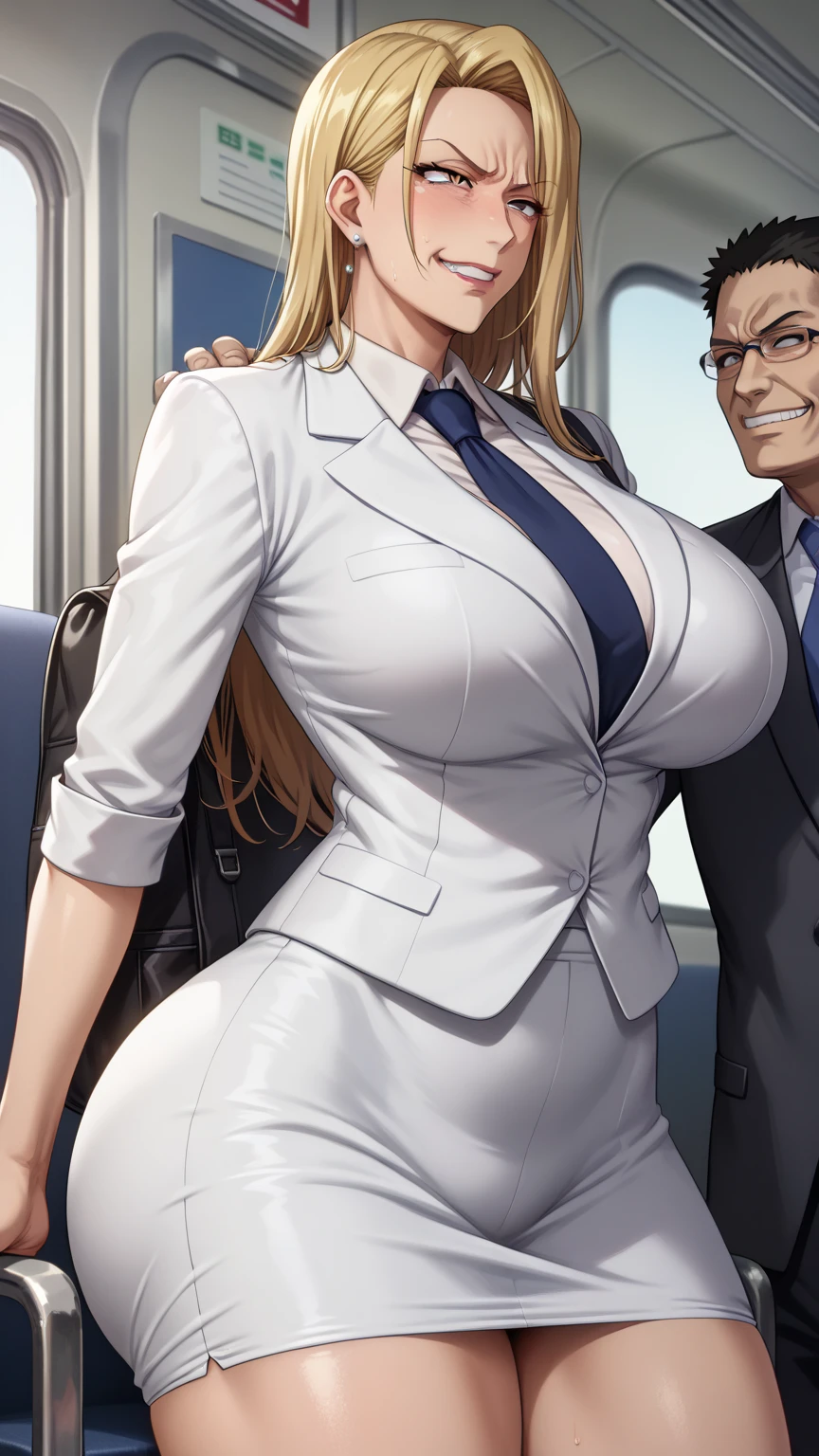 marikawa shizuka,
blush, lipstick, medium breasts, masterpiece, best quality, highly detailed,breasts,skirt,cleavage,long hair,skirt suit,suit,formal,jewelry,necklace,micro pencil skirt,jacket,smile,makeup,looking at viewer,business suit, lipstick,office lady,mature female,micro miniskirt,indoor,office,office lady ,smile, open mouth, holding a gun, evil expression, exposed belly, exposed navel, exposed midriff, exposed lower belly