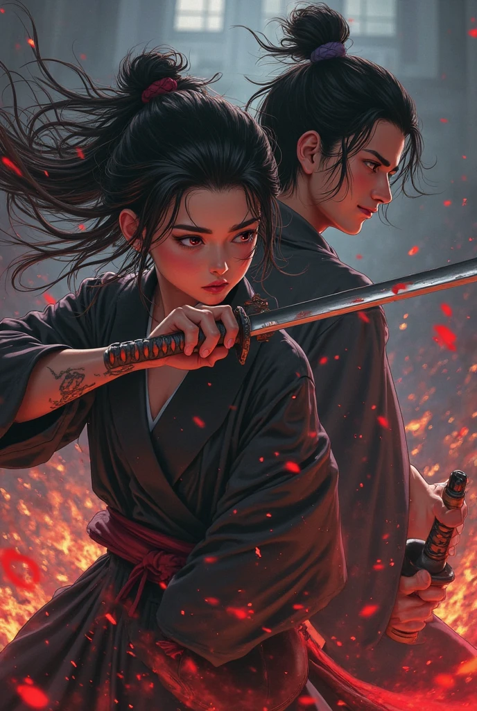 Arafed image of a woman holding a sword in the snow, Amazing anime 8k, Very beautiful cyberpunk samurai, cgsociety uhd 4k highly detailed, Lostrun 8k, Movie CG Association, Ghosts of Tsushima, cgsociety 8k, cgsociety 8k, cgsociety 8 k, cgsociety contest winner, knife
