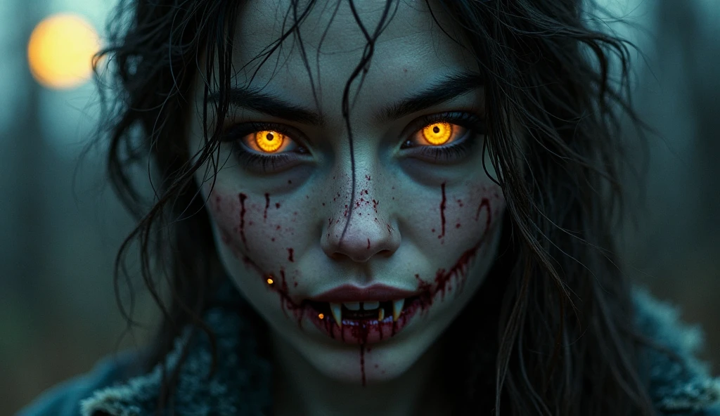 score_9, score_8_up, score_7_up, score_6_up, score_5_up, score_4_up, realistic style, photo, photorealistic, high detail, (sharp), (horror photo), cowboy shot, hideous witch, demon, (scary creature), scary face, pale skin, ugly face, demonic gaze, vampire fangs, looking at viewer, (graveyard background), night, (pitch darkness), dim moonlight, (great facial detail)