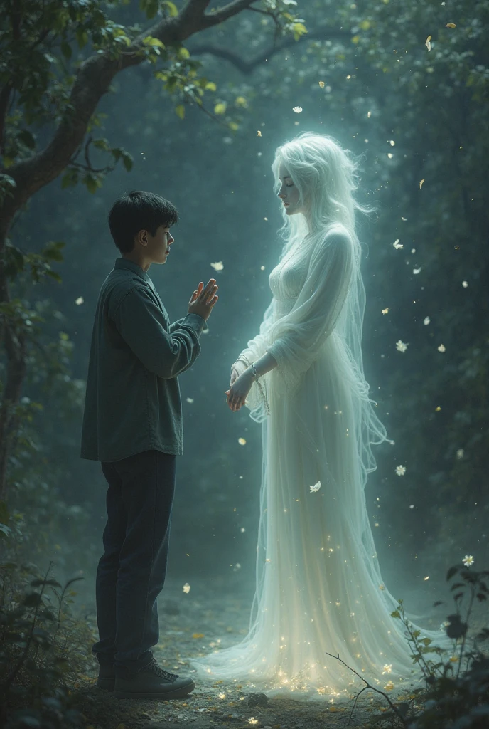 I need is a beautiful ghost girl or a cute handsome boy who is scared or shocked after seeing the ghost.