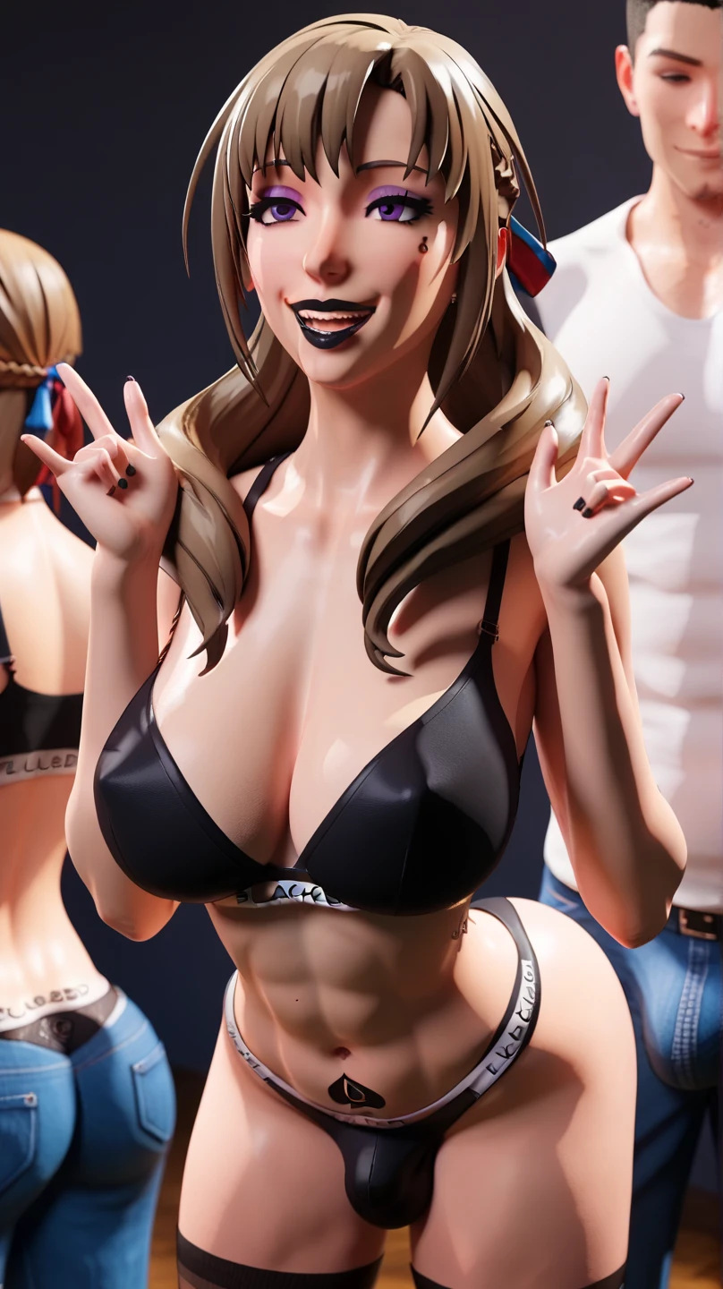 1 woman, alone, 8K, masterpiece,, Masterpiece, 8ก, (big breasts:1.5), Cute face, Stationary face , look at the audience., , (nipple:1.6), (hairy:1.8), blue panties, Show some shirts.. ,