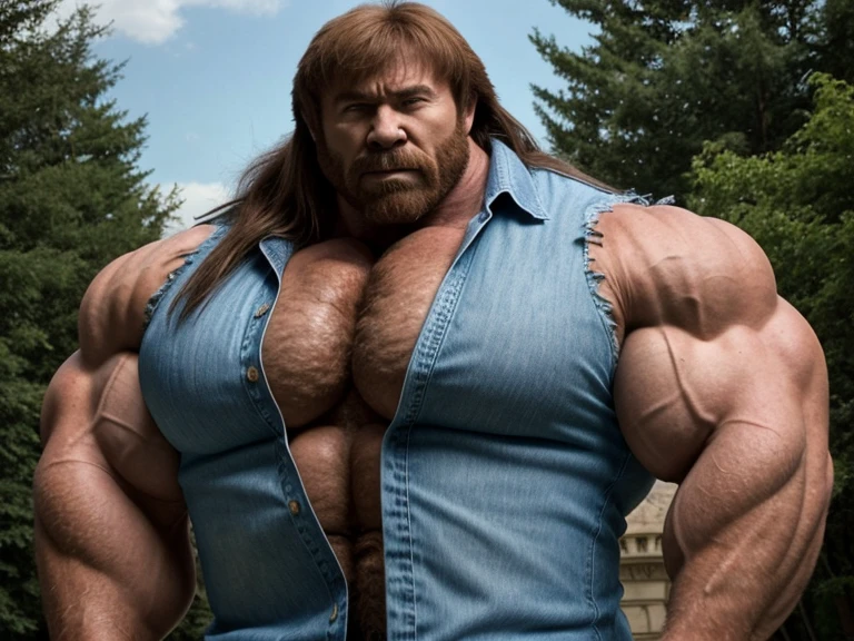 The background is pure white、He has chest hair that looks like a bodybuilder with a lot of fat on it.、Very short hair、A bear-like man with a round beard is holding a sword and wearing only tiger shorts so short that his genitals are visible.