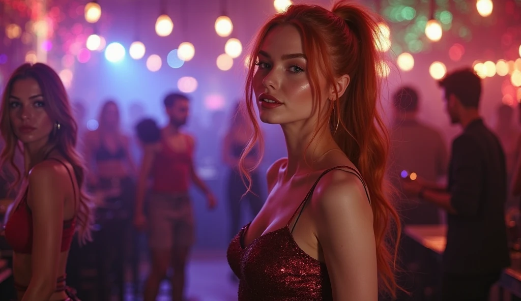 Redhead at baile funk showing her panties