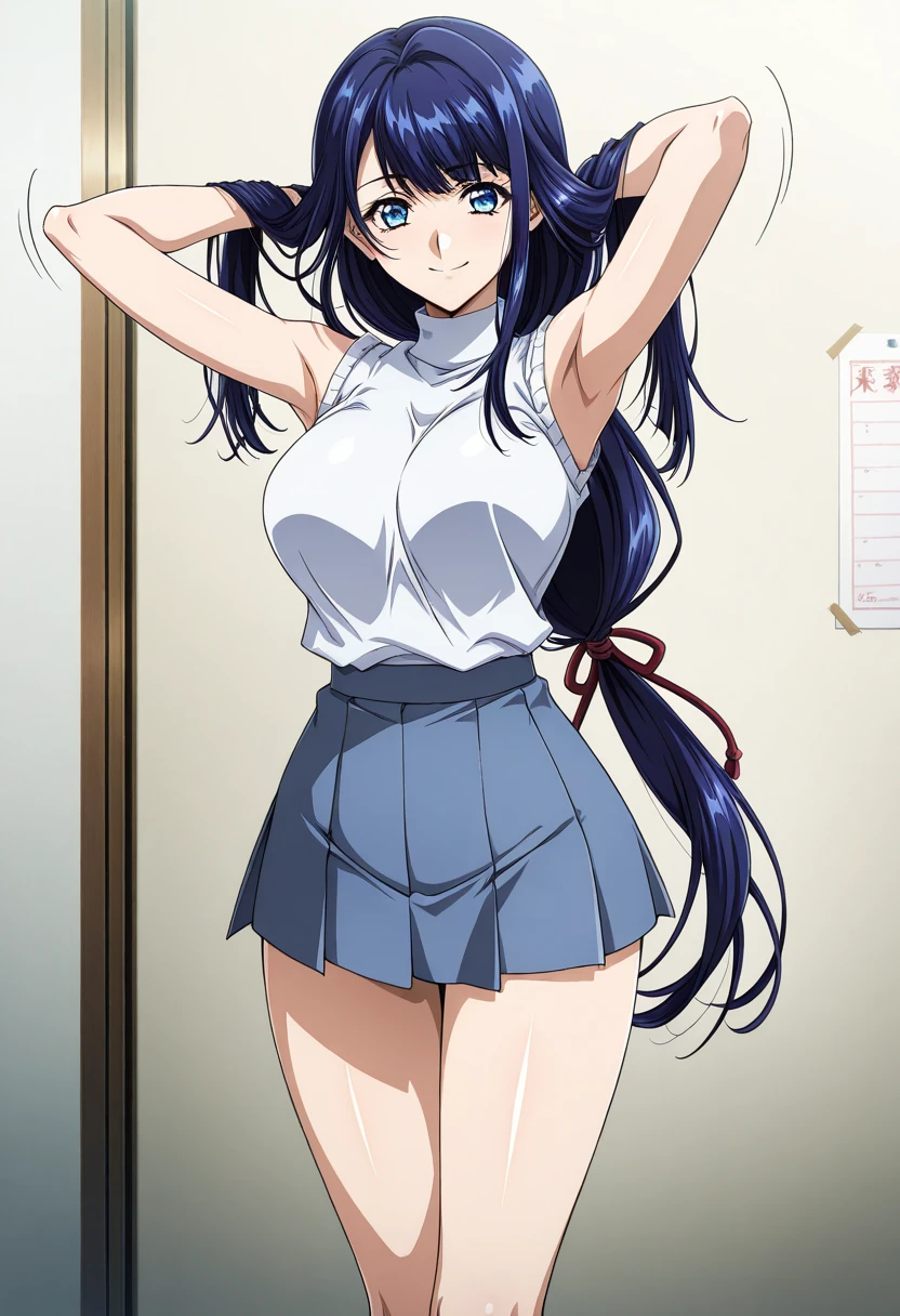 Best Quality, masutepiece, 超A high resolution, (Photorealistic: )2D official style cel anime sitting amagami Tsukasa Ayatsuji girl with hi-school girl uniform gymnasium white line mini skirt Open legs Lift the shirt Light blue lace bra Show me your light blue lace underwear be shy Longhaire Straight hair from the front side knee sox lowfers