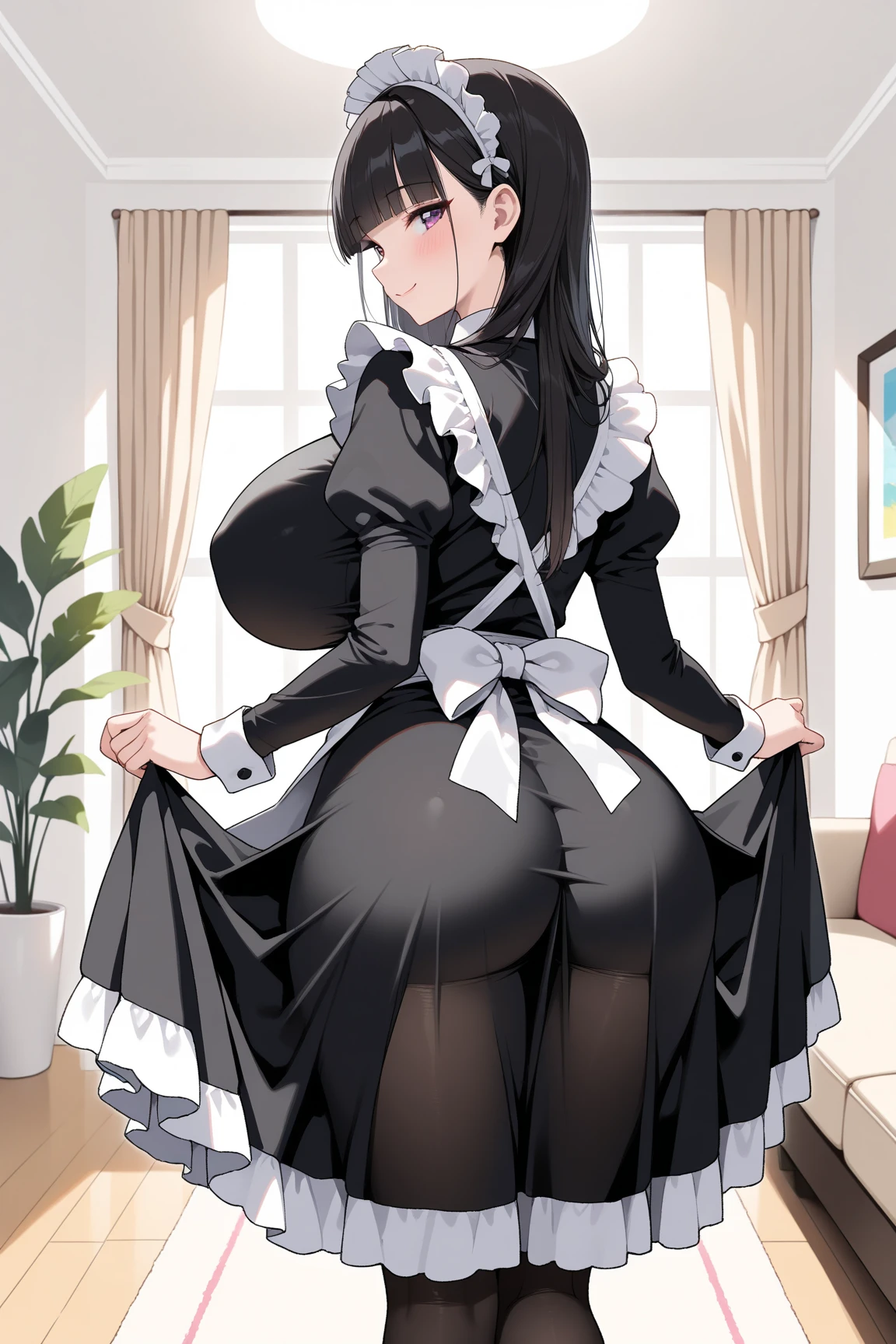 Two people、men and women、One Woman、One Man、Maidと執事、Butler man sleeping in bed、男の上にMaidの女は乗る、Deep Kiss、Beauty、Western-style building、Luxury House、淫乱Maid、Maid、Maid服、Age 25, ponytail, Highest quality, Focus on the thighs, smile, Black Pantyhose, panties under pantyhose、Plump thighs、Big Ass、Big 、 Black Hair,My thighs are steaming between my legs 、Steamy pantyhose