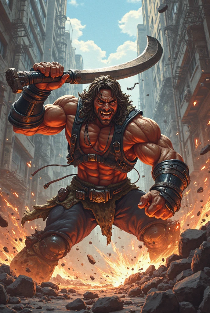 <lora:Bangaav2_YM:0.7>, bangaa, angry, lit by fire, bottomwear, ((leather vest, cloth arm wrap, parachute pants, (cargo shorts))), (sharp teeth), detailed scales, 4k, hi res, ultradetailed, breath, sweat, glistening body, (dark shadows, wide dynamic range, hdr, low light:1.2), by darkgem, pueblo ruins,