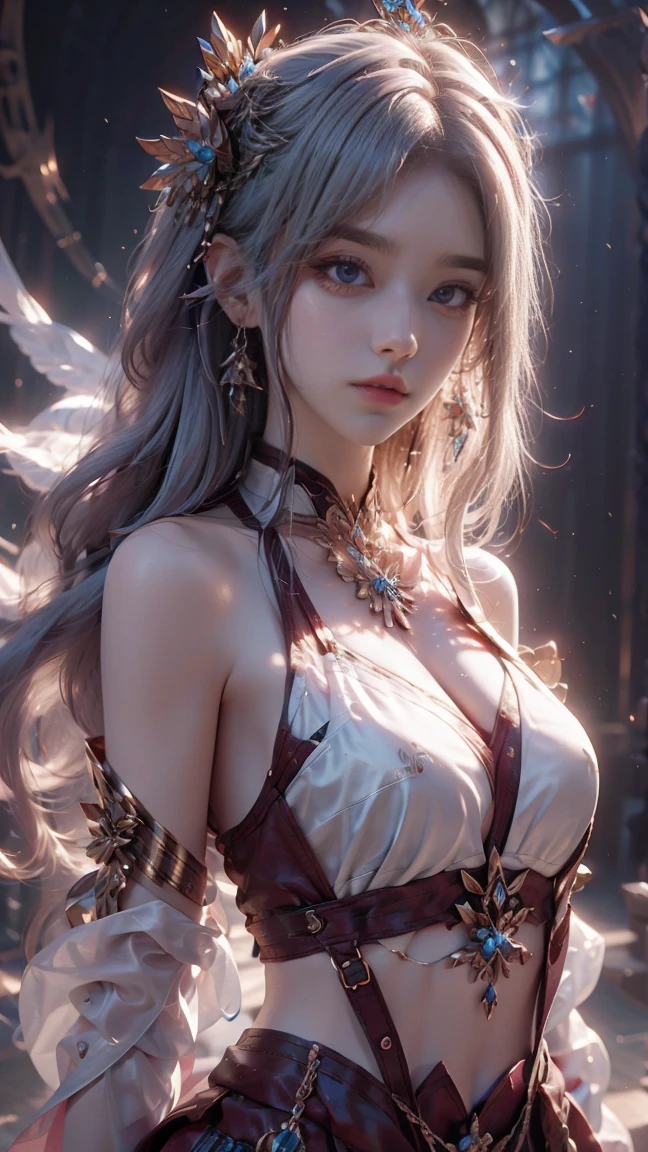 (Photoreal Stick:1.4, masutepiece:1..3, 8K), top-quality, masterpiece, 超A high resolution, Perfect dynamic composition, Professional camera work, Grow Light Effect, Mystical portrait, Cinematic Light, Highly detailed skin and facial texture:1.3, The ultra-detailliert, A detailed eye, (Shining metal objects floating in the air and surrounding her.:1.2), (myterious:1.3, Fanciful:1.2, tradition:1.2, majestueux:1.2), 1girl in, 25-years old, cute sexy slim female god, Fair skin, (Enraptured look:0.9, Totally captivates you:1.0), (silver japanese kimono:1.3 off shoulder), (voluptuous breasts:0.9), (Backshots, Calm pose), (Beautiful blue eyes, Eyes that feel beautiful eros:0.85), Sexy face:0.4, (A mouthfeel that feels beautiful eros:0.85), ((Too cute beauty:0.9))