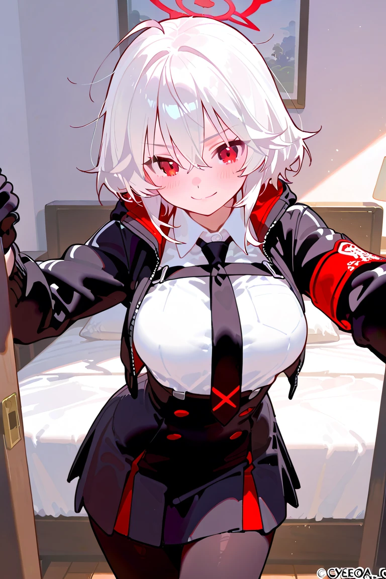1girl, sex, dark room, best quality,8K,white short hair, red eye, big breast,cute,14 years old, on the bed, over coat ,