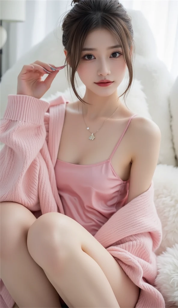 (high details:1.4)、(surrealism:1.4)、(soft lighting:1.05)、32,000、1 woman、realistic lighting、face lighting、ray tracing、(brightened light:1.2)、(improve quality:1.4)、(Realistic textured skin of the highest quality:1.4)、original photo, lifelike, full body woman love, bed, soggy, big bust, stylish hairstyle, pale skin, black eye, pink lips, (Beloved), (:1.1), ~Through, detailed background, detailed face, delicate eyes, good hair, Anatomically correct body, elastic skin, make up, masterpiece