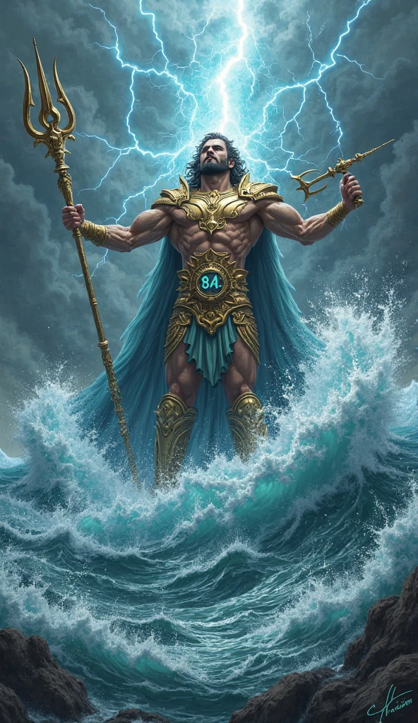 ((best qualityer)), ((work of art)), (detailded), poseidon holding a large vase pouring water into the sea , (Frenetic art style:1.2), thick brush, wallpaper hd, 8K resolution magic circle, blue sky, wall-paper, paisaje, bloodstains, Depth of field, natta, light particles, lightrays, side lighting, Destiny, Nuvem
work of art, soft lighting, work of art, best qualityer, 8k hd, dslr, film grain, photorealistic painting Fujifilm XT3 Create a vibrant, futuristic image that captures the essence of the Age of Aquarius, also incorporating the symbolism of the 'King of the Seas'. Imagine a celestial and cosmic setting, where the sky is filled with bright stars and visible constellations. Include astrological symbols associated with Aquarius, like waves and stars, and add elements that represent innovation and progress, such as advanced technology and futuristic architectures.
En el centro de la imagen, place a majestic figure that represents the 'King of the Seas', like Neptune or Poseidon, with a sparkling trident. This figure must be in harmony with the environment, symbolizing dominion over the seas and its influence on the currents of change and transformation of the Age of Aquarius.
To reinforce the idea of connection and community, include people from different backgrounds and cultures, united by a luminous thread or a network of energy that symbolizes cooperation and global harmony. The color palette should be predominantly blue and silver, with touches of lilac and turquoise, creating a sense of mystery and inspiration. The image should convey a sense of hope and transformation for the future, with the 'King of the Seas' as a guardian of the new era and the promises it brings use less sensual image