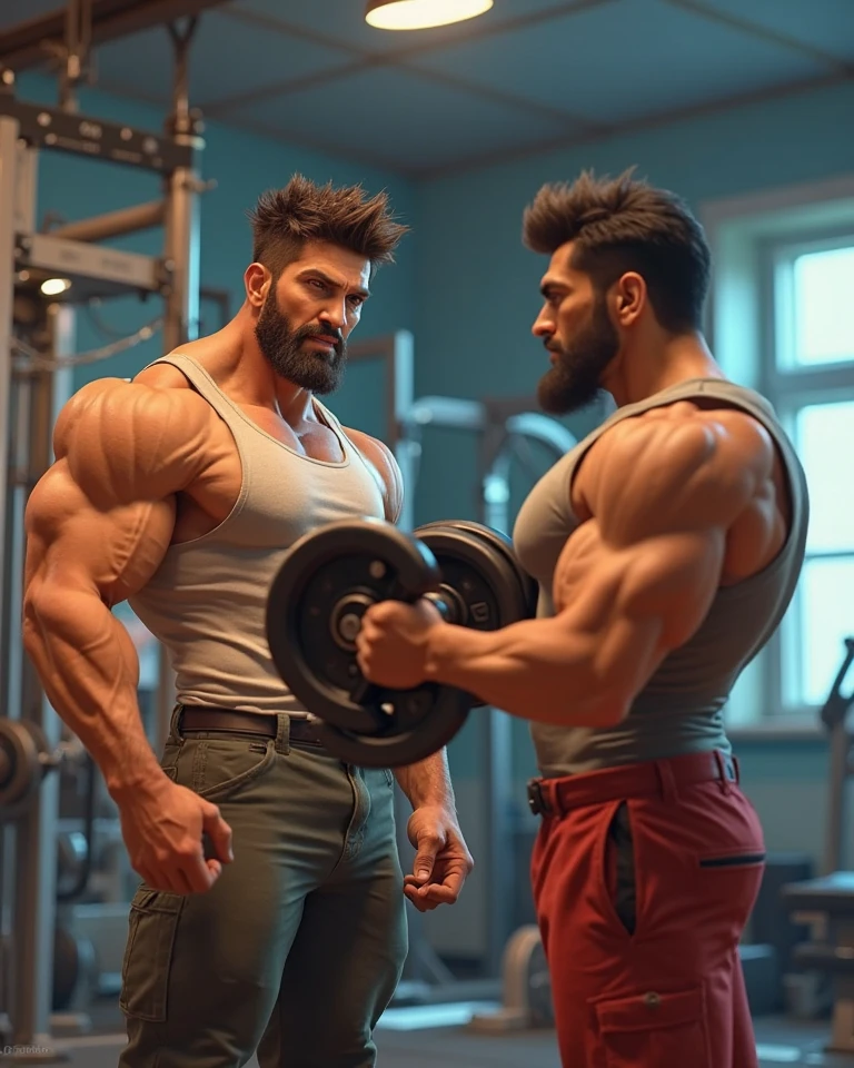 Create a thumbnail image showing the impressive transformation from a thin man to a man with a strong, muscular chest. The image must be divided in half: To the left, um homem magro wearing no shirt, o mesmo homem musculoso exibindo seu peitoral definido wearing no shirt. Both are in a modern gym setting with weight training equipment in the background and blue and purple LED lighting for a dramatic effect.. The man's facial expression should show determination and confidence in the transformation.
Specific Details:
Position and Division:
Homem magro To the left, wearing no shirt.
Muscular man on the right, wearing no shirt, showing defined chest.
Clear dividing line between the two parts of the image.
enviroment:
Modern gym with weight training equipment.
Blue and purple LED lighting for a dramatic effect.
Facial expression:
Determination and confidence visible on the man's face in both versions.
Elementos visuais:
bodybuilding equipment in the background.
Gym details like dumbbells, espelhos, and weight machines.