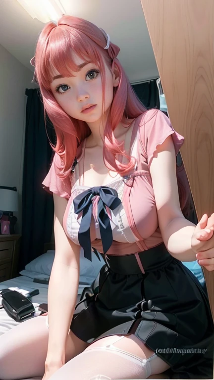 ((beautiful anime eyes with fine detail)), realistic skin, (intricate details), best lighting, depth field, ((ultra high resolution, high res)), {highres}, {{very fine 8KCG wallpapers}}, {{very precise detailed}}, ((((masterpiece)))), 1girl,teenager, (Blushing expression:1.5), smile,open mouth, nsfw, (spread pussy:1.3),(pussy wet with sperm:1.4),(exual arousal:1.7), ((japanese uniform)), nsfw,(shirt lift myself),((showing nippls)),((uniform mini skirt)), (wind lift:1.5),(tie),black socks, (mirror,smartphone,selfie)