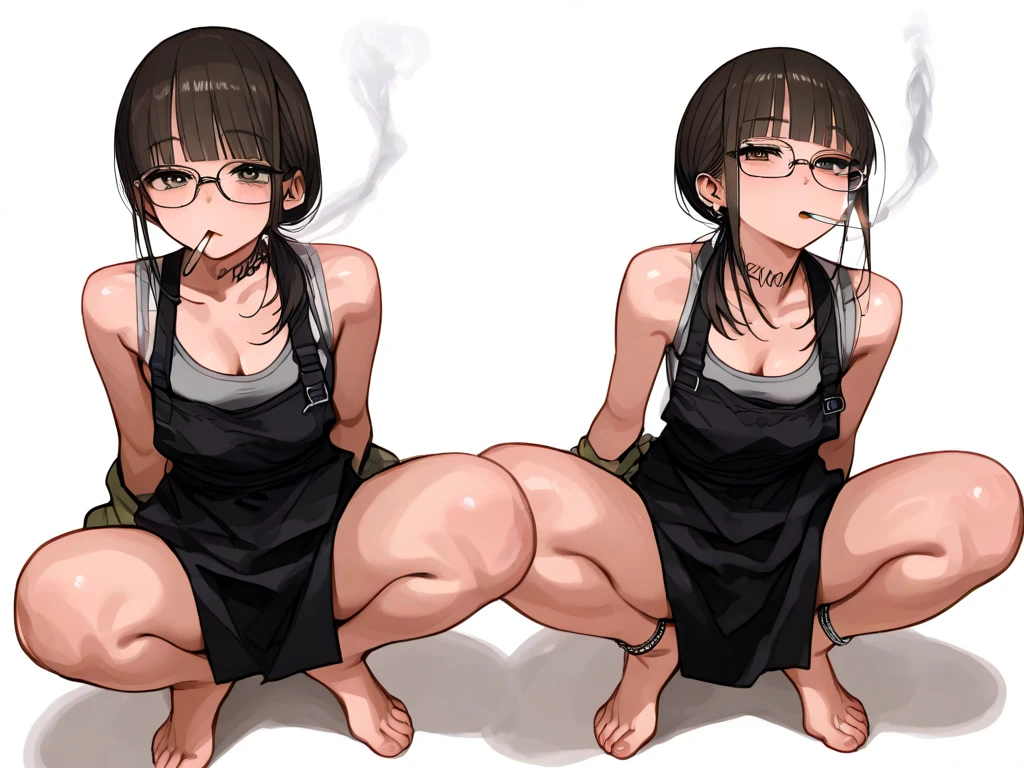 (daughter 15years old)(mother-30years old)(tears:0.7) (BDSM)(tears:0.7) from behind poop 蟹股 completely naked, (black-hair) naked embarrassed (young girl) (arms behind head)(orgasm)(open pussy) pussy line,squatting, crying. Armpit Hair