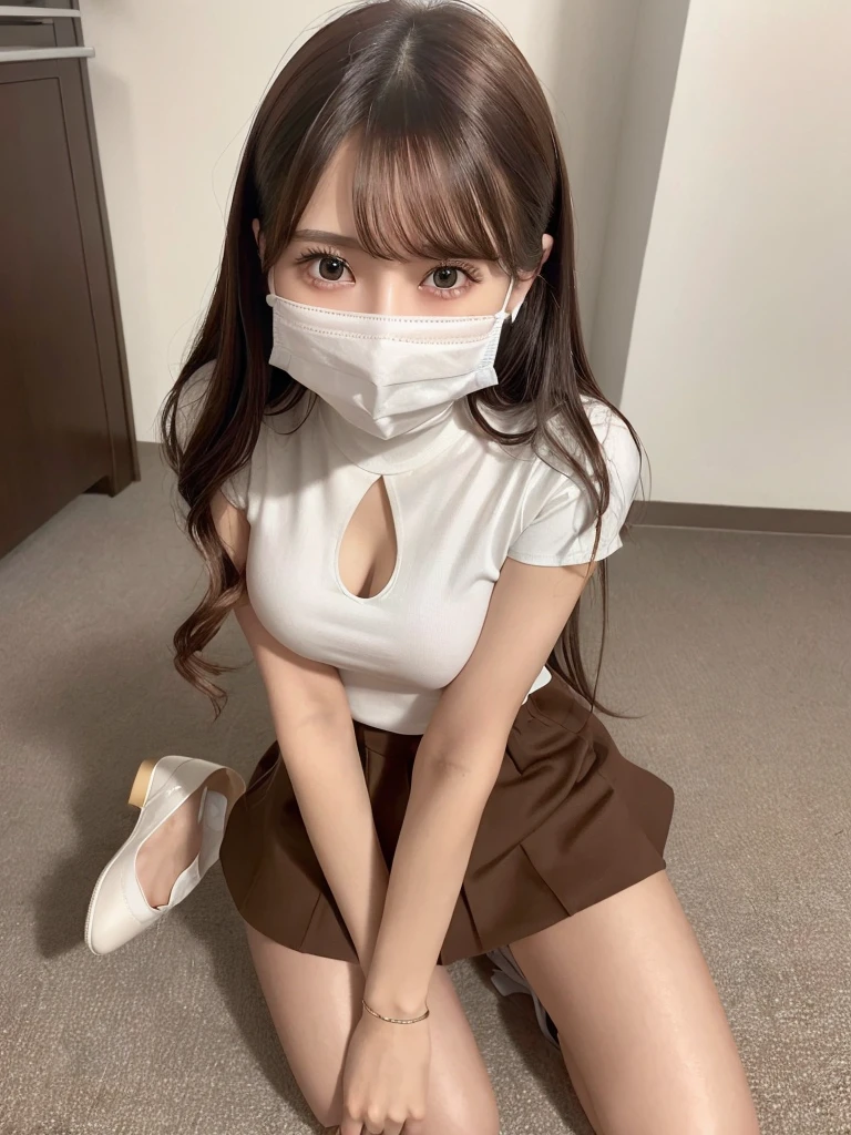 4K,high resolution、Pee、Urinating、Pee、Urinating、Japanese、１０Teenage Girl、Embarrassing、NSFW.Nude.Spread your legs、Open your pussy、Ponytail、Wearing a white mask