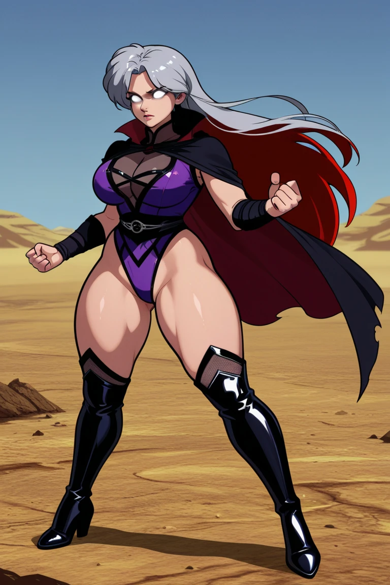 Merlin, high definition face, black hair, very big hard nipples, long tight purple latex clothes with white feather collar , feather long purple boots