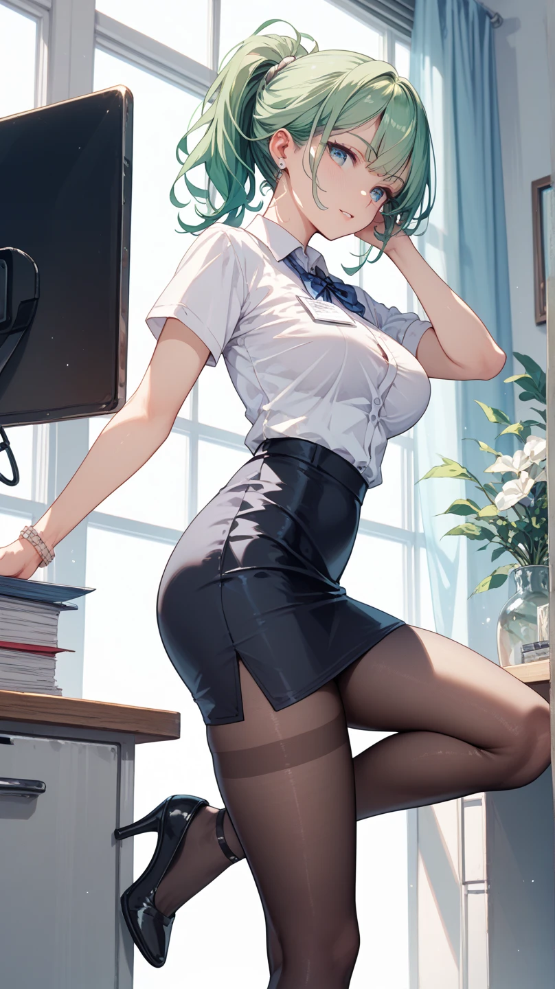 28 years old Carisma Illustrator, drawing picture,artistic colorfull clothes,pencil,at modern office,harmless and cheerful bright girl,round face,super photoreal 3d,fullbody shot,thin eyeblow, ice gray color hair,{{{masterpiece}}}, {{{best quality}}}, {{ultra-detailed}}, {{an extremely delicate and beautiful}}, Highly detailed face and skin texture, Detailed eyes, Double eyelid, shiny cute and large eyes, large breasts