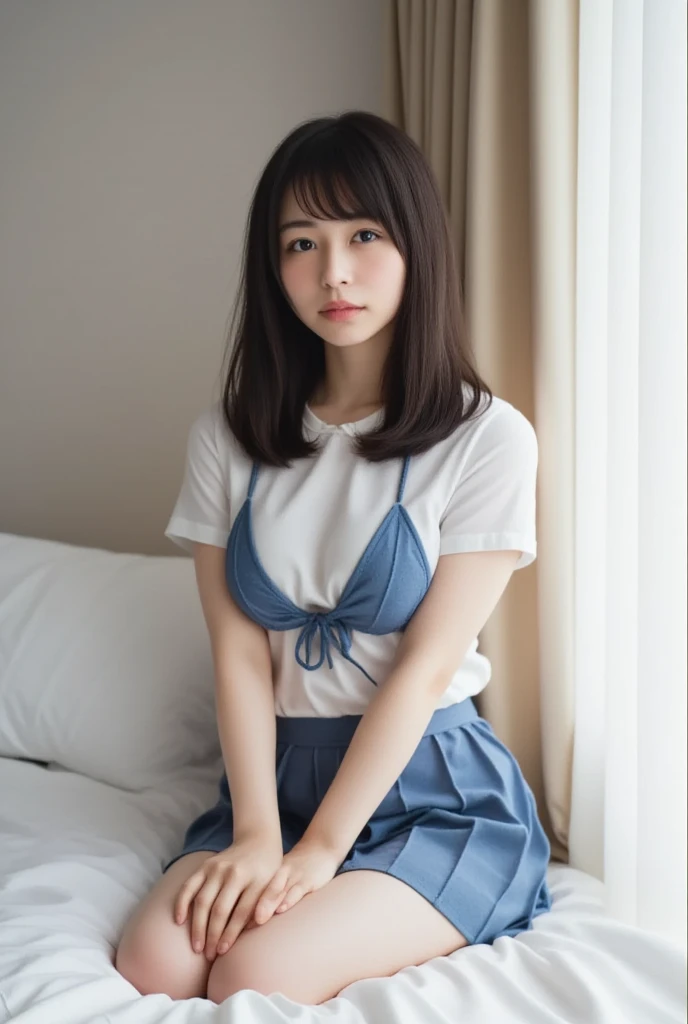 (((masterpiece)))、(((High resolution))、8K、(In detail))、(Highest quality)、Beautiful girls、A beautiful girl with white wings growing on her back:1.5 、笑顔のCute beautiful girl、Very attractive beautiful girl、(白いエプロンはOff the shoulder)、On a bed with white sheets,(((Your smile is cute,)))、((12-year-old girl:2.0))、Super cute lolita idol:1.5 、(((肌の露出が多い白いOff the shoulderのエプロンを着た美しい少女, Transparent muscle)))、(Slender body and beautiful breasts)、((Well-formed and elegant face:1.5))、(((Belly buttonが見える)))、(Big Breasts: 1.5)、tits、Naked Apron、Cute beautiful girl、(((Apron with a random and complex shape that exposes a lot of the chest:1.5)))、Very beautiful beautiful girl、A young and innocent beautiful girl、Big Breastsを強調してる:1.5 、Thighsが付け根まで見える、((Doing the splits:1.5))、sit、(Deep slit in the middle of the apron:1.5)、(Her breasts are exposed except for her nipples: 1.5) 、A beautiful girl、エプロンはOff the shoulder、The cleavage is exposed、Well-formed face、Belly button、Thighs、Off the shoulder、NSFW 、whole body: 1.5 、barefoot: 1.5 、The entire cleavage is exposed