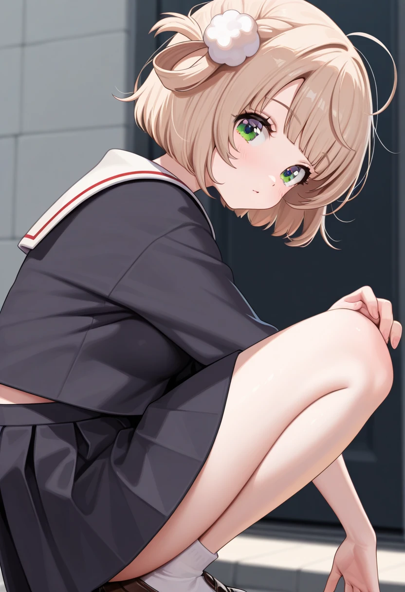 masterpiece,top-quality, 独奏,On stage, general public,girl,fullnude,Kawaii Girl,Love juice drips down to the thighs,Very blush,embarrassed from,Slim legs,Not wearing panties,The crotch is visible