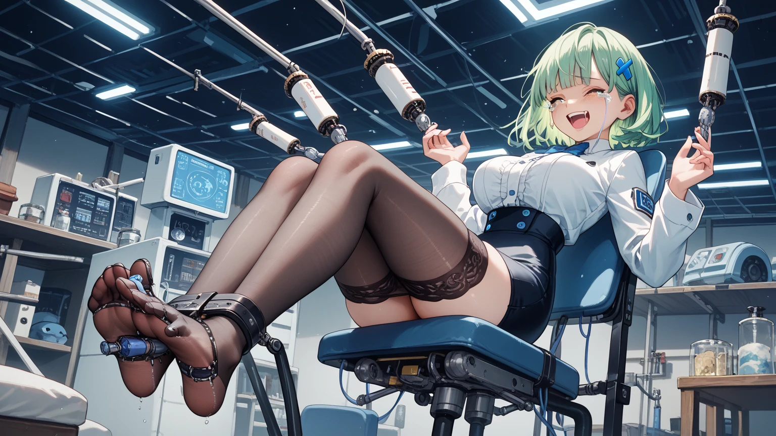 in 8K、top-quality、​masterpiece、ultra-detailliert、Ultra-high resolution、((1 persons))、poneyTail、a yellow hair、Braided hair、makeups、Home、sitting down on the floor、bare-legged , the legs are open。look at the camera , perfect hands, complete ???????), nude , ????? , M-shaped legs, women opening legs , spread legs , hands up , tied to a chair in a basement, restraint, bdsm, restrained legs, restrained arms, bound, bound to chair, rope, tied with ropes, beautiful body, beautiful face, tied to chair with ropes, restrained body, unable to move, bondage ropes,  tied up, machine bondage, fully restrained body, ropes everywhere, strictly tied, hardcore bondage ropes, machine bondage,glasses