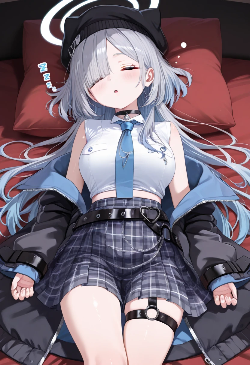 (Extremely detailed CG unified 8k wallpaper),(masterpiece), (best quality), (Super detailed), (Best Best Illustration),(best shadow),The girl was lying on the bed,Girl raises her hands above her head,Girl's hands are tied with chains,The legs are widely spread,The girl spreads her legs,Reluctant expressions,There are teardrops in the corners of the eyes