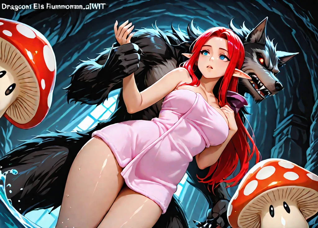 {((Obra Maestra), A innocent seductive sexy red hood, big eyes, Horney, topples, and behind her the hungry man wolf grabbing her neck in a sexual way, detailed, nfws, erotic, hentai, full body explicit sexual contest, in the forest, having hard sexthey are holding each other close and gazing at each other longingly, cum include