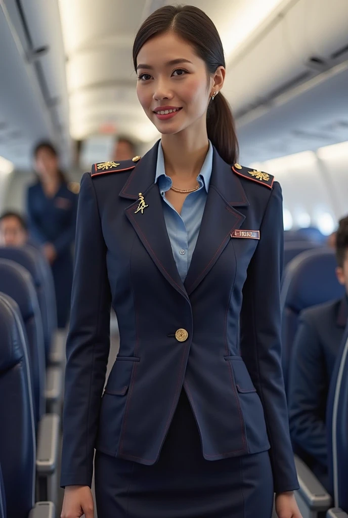 Stewardess uniform with malaysia flag colour 