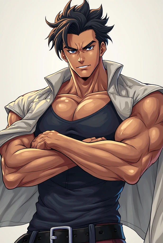 Muscular macho man　Half naked　Black　male