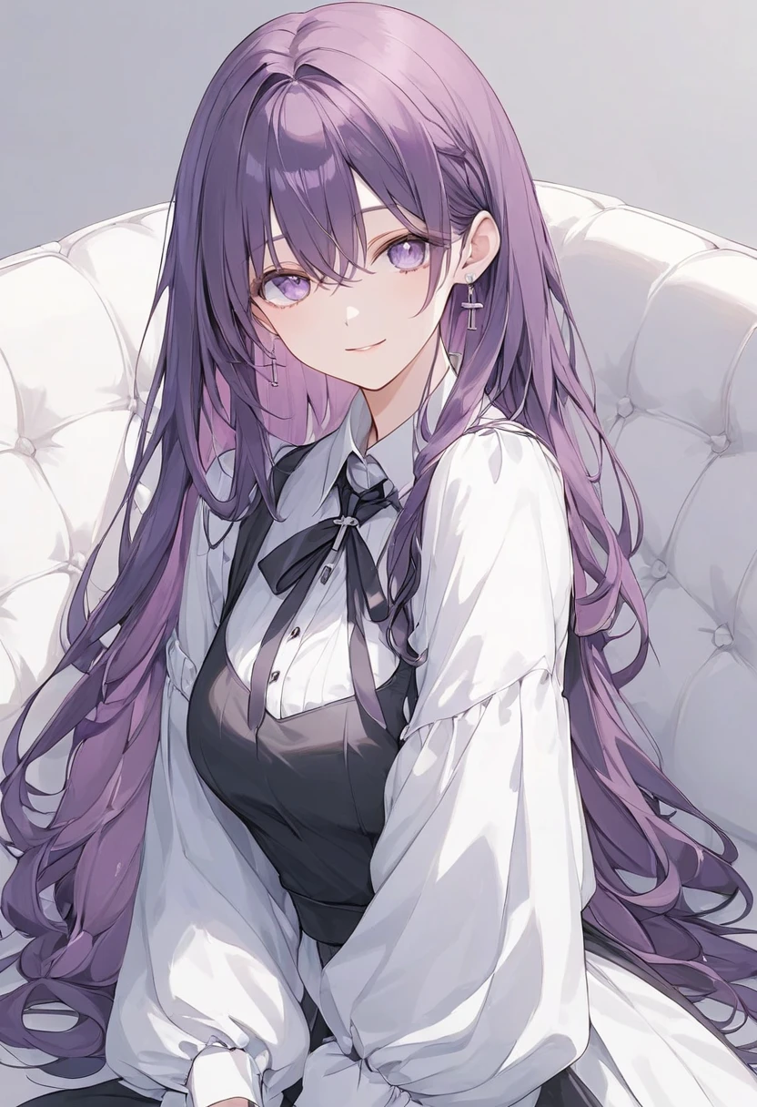 (masterpiece)1 girl, Keqing, Genshin Impact, best quality, expressive eyes, perfect face, upper Big body, smile, blush, Wearing Office Shirt wet, indoors, day, simple background, Laying Down, looking , Bright sky, looking at viewer, stairs, moody lighting