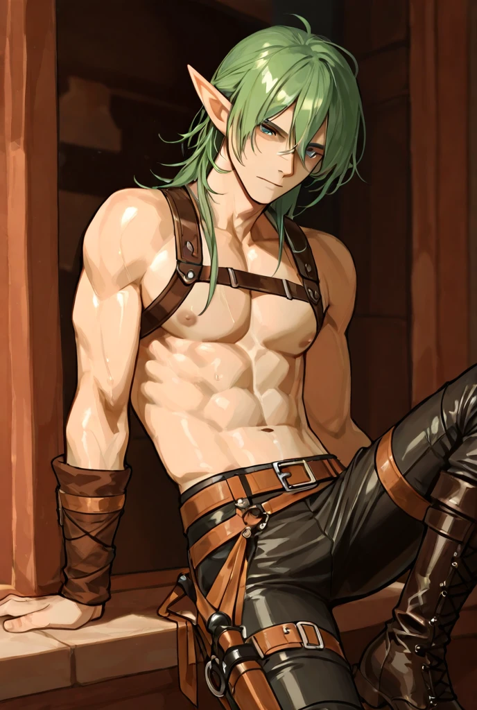 (hyper-realistic digital illustration), hires, best quality, boy wearing micro thong, full mast, erect bulge, see-through thong , underwater world, wide angle, swimming, athletic body, male, iridescent skin, flat chest, silver eyes, green hair styled in spikes, determined expression, bioluminescent lighting, small waist, broad chest, big mane, slim scruffy, muscular