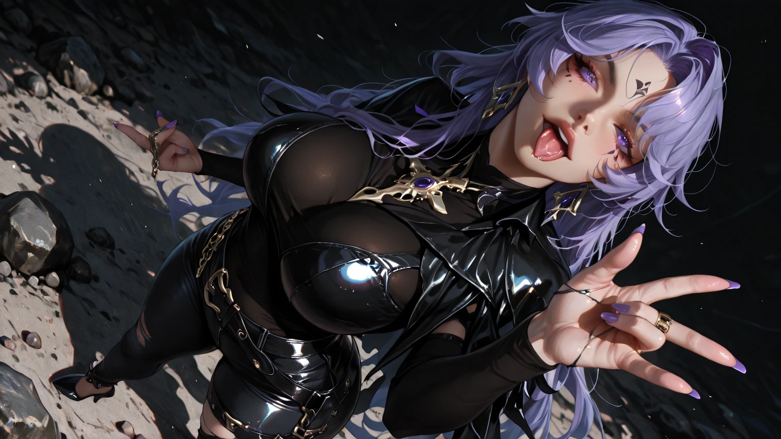 (High resolution, best quality, masterpiece), detailed, ultra detail, 1female, physically fit, curvy, slender body, fierce expression, dark eyes, (detailed eyes), Purple hair, short length hair, full body, ((dragon horns)), ((face: dragon scales)), face covered in scales, ((topwear: fur lined coat, bottomwear: tight jeans)), snowy background, part draconic, somber expression, inhuman, reptilian skin