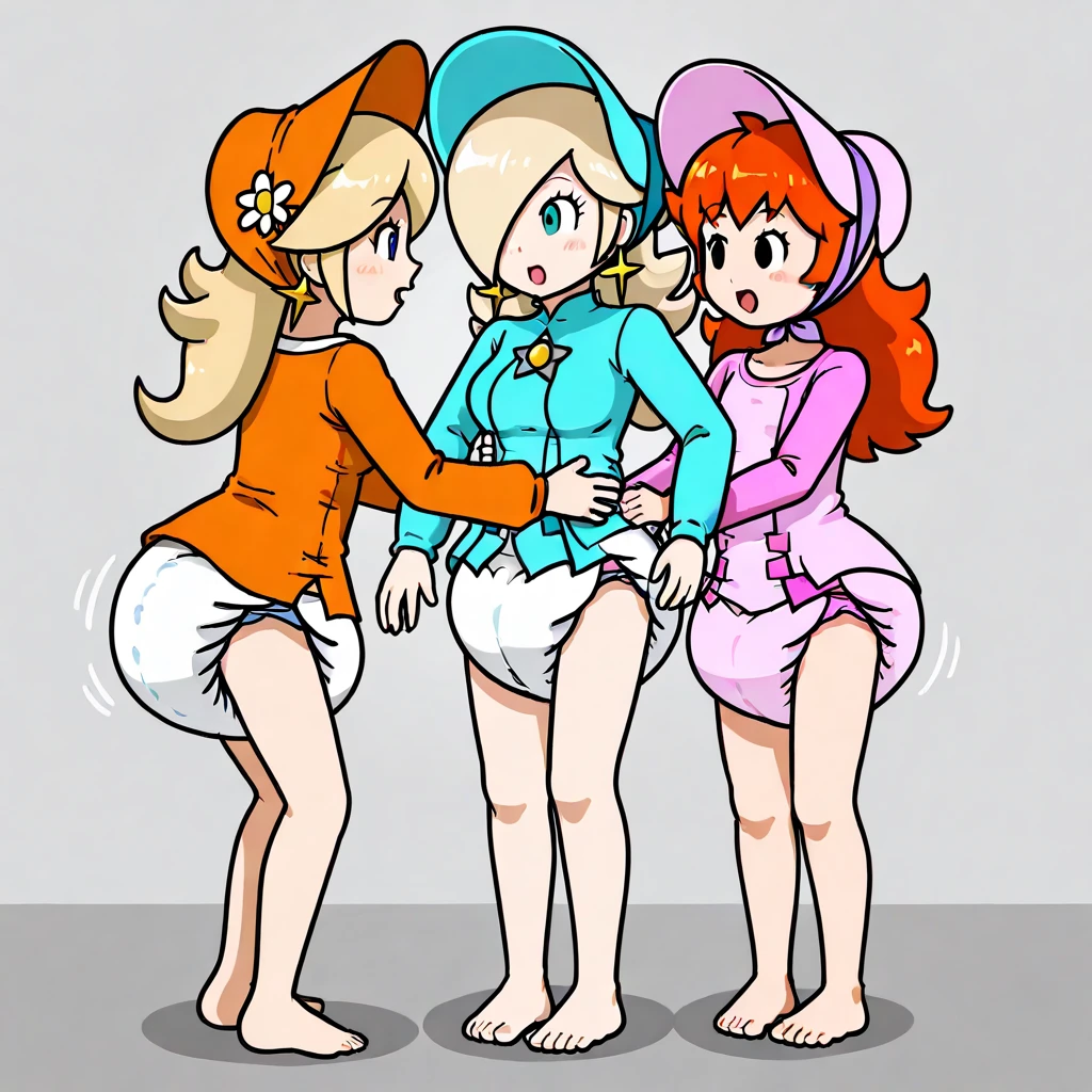 (masterpiece:1.2, best quality), best resolution, (two heads:1.5), (1girl:1.5), (solo:1.3),anime girl with two heads, (conjoined_dicephalus:1.3), black and blonde hair, short hair, multicolored eyes, (diaper:1.2), bikini top