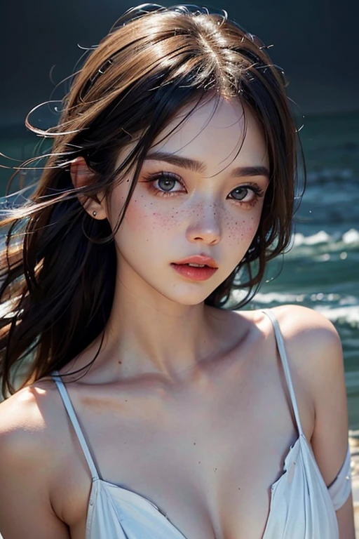 Top Quality, Masterpiece, High Resolution, 8k, (((cute skinny barely legal girl in oversized crinkle top and wetlook leggings, bare belly, wide neckline, deep neckline, small perky breasts, beautiful detailed eyes, beautiful detailed lips, small closed mouth, extremely detailed face, long ponytail hair, small hips))), cyberpunk apartment, moody atmosphere, dramatic and random neon colors, futuristic setting, intricate details, at night, backlit, full body shot, view from distance