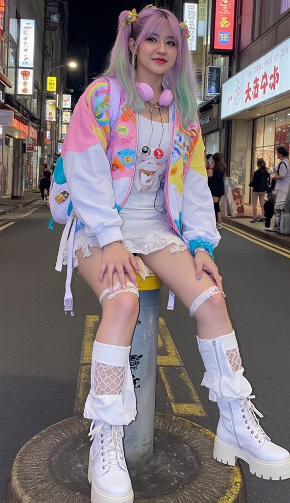 (Best quality, 8k, 32k, Masterpiece, UHD:1.2), "Transform the scene into the vibrant and electrifying streets of Akihabara, Japan, but with an eerie emptiness. The setting is devoid of crowds or people, emphasizing the stillness of the moment. The streets are wide and paved, lined with towering buildings adorned with colorful neon signs and large billboards featuring anime characters and technology advertisements.

Surrounding the streets are numerous shops specializing in electronics, video games, and anime merchandise, each with bright, eye-catching storefronts and banners. Anime graffiti and posters cover the walls, adding a splash of color and character to the urban environment.

The sidewalks are filled with street lamps, vending machines, and various urban elements such as benches, signposts, and barriers. There are no trees or grass, just the concrete and asphalt of the city streets, highlighting the urban nature of the location.

The atmosphere captures the essence of Akihabara's dynamic and bustling cityscape, yet with a surprising quietness, allowing the intricate details of the urban infrastructure and anime-themed decorations to stand out."
