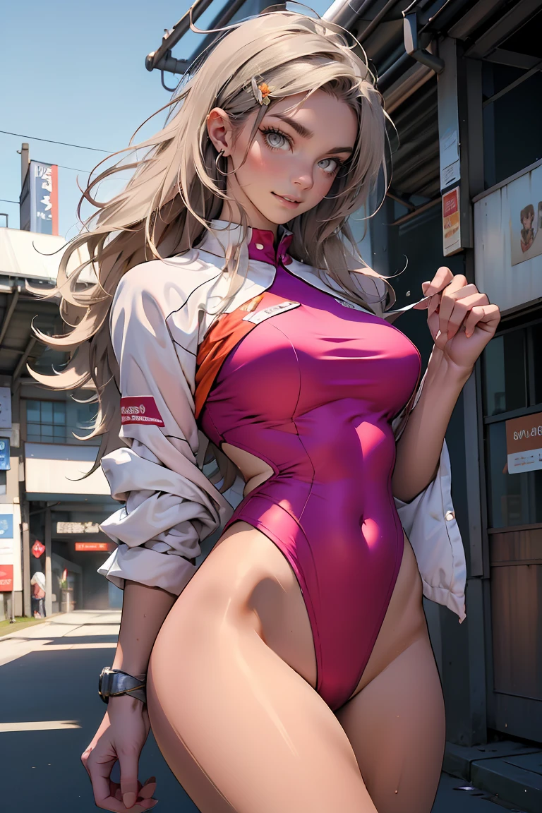 girl swimmer,((girl with extremely cute and beautiful blonde hair)),

(large breasts:1.4),saggy breasts,(((very light blonde hair:1.35,straight hair,long hair:1.4,colored inner hair,ear breathing))),(((heterochromia:1.5,eye1 blue,eye2 green))),intricate eyes,beautiful detailed eyes,symmetrical eyeat)),(((lustrous skin:1.5,bright skin: 1.5,skin tanned,shiny skin,very shiny skin,shiny body,plastic glitter skin,exaggerated shiny skin,illuminated skin, wet legs))),(spider lower abdomen,narrow waist,wide hip,athletic body,inflated legs,delicate detailed fingers,detailed body,human hands,(detailed face)),

cute,slutty,seductive,erotic,(((nsfw))),

((one-piece_swimsuit magenta,wearing a one-piece_swimsuit outfit:1.3,magenta armor swimsuit:1.3)),((wet clothes,intricate outfit,intricate clothes)),

(dynamic pose:1.0),embarrassed,(centered,scale to fit dimensions,Rule of thirds),

cyberpunk city by the ocean at night, with bright neon signs and dark stormy clouds and puddles, scenery:1.25,

artistic photography,(photography taken by sldr),highres, sharp focus, (ultra detailed, extremely detailed), (photorealistic artwork:1.37),(extremely detailed CG unity 8k wallpaper),((synthwave background theme)),(((vibrant colors))),(intricate background),(masterpiece),(best quality),