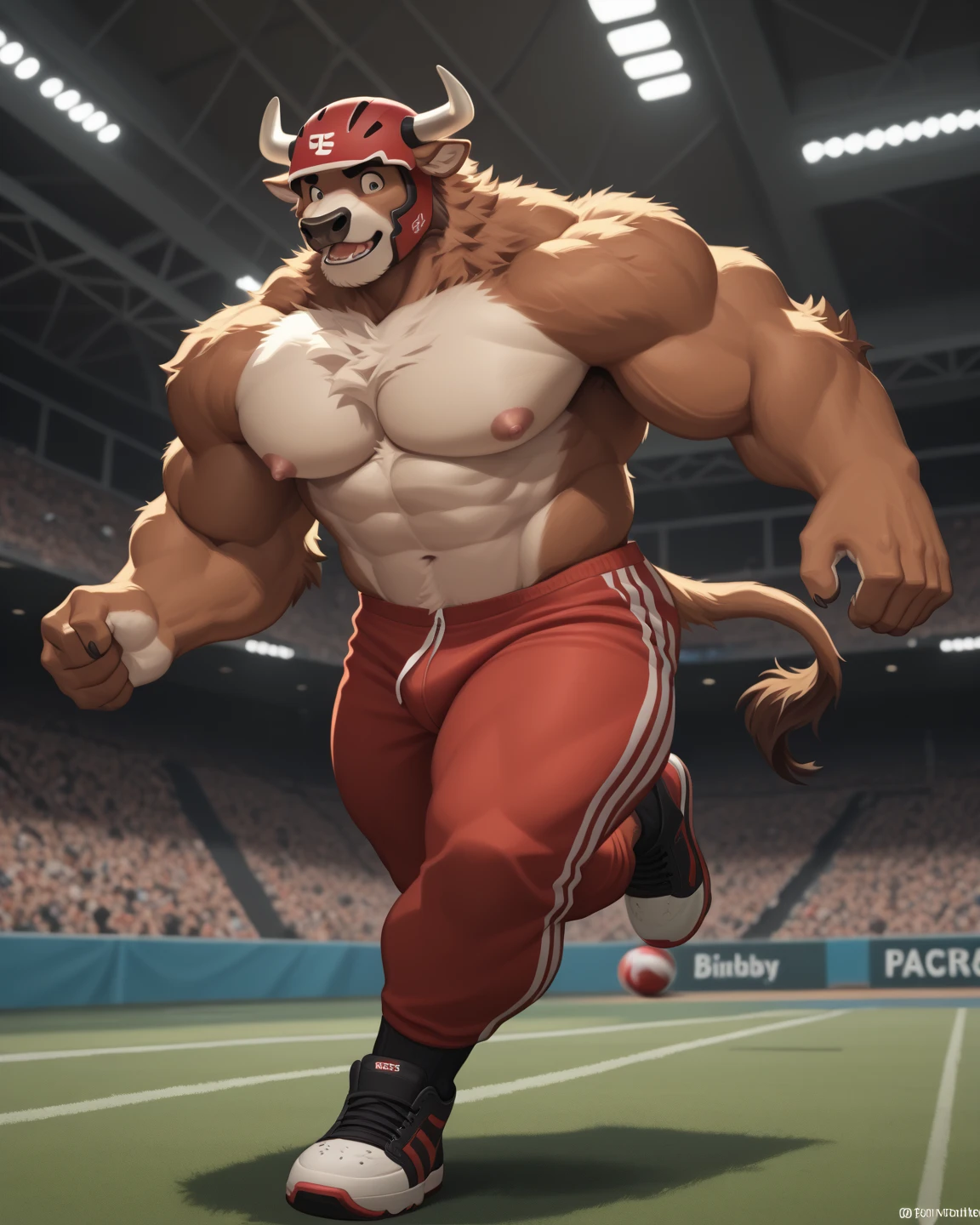 lindong, lucusold, lanxus, a man with a huge muscle, furry cheetah playing baseball, baseball hat, baseball fields, ((huge muscular:1.2, wide pectoral, thick arms, sixpack)), smile, thicc, lowres, giant and muscular, danbooru and artstation, heavy detailed, insanely inflated hips, proportionally arms, fluffy chest, commission for high res, detailed but rough, semirealistic:1.3